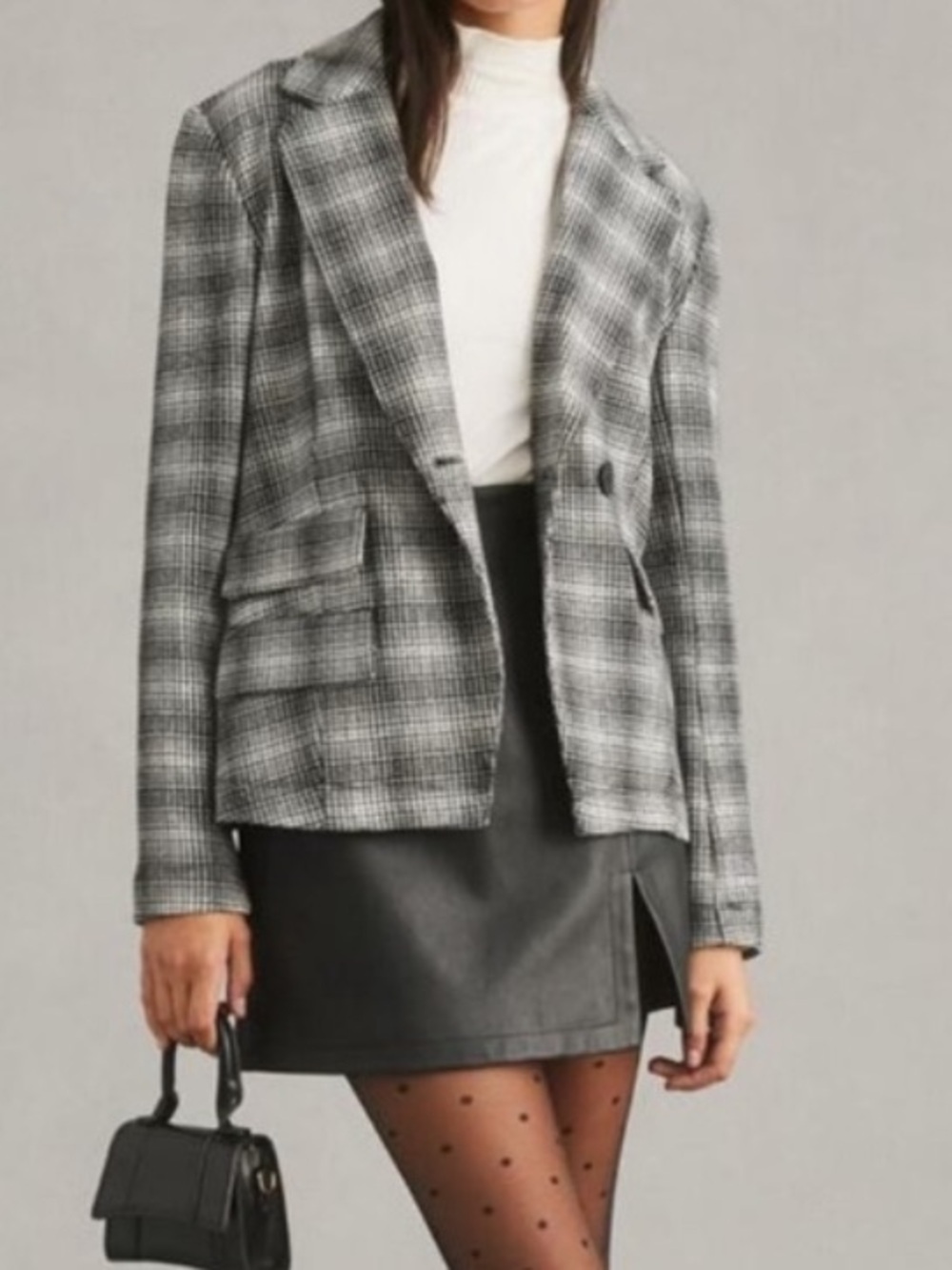 Anthropologie Maeve Black and White Houndstooth Blazer
